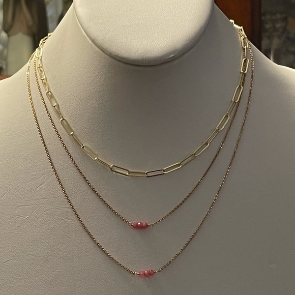 2 x Faceted natural rhodonite gold necklaces - Picture 4 of 6